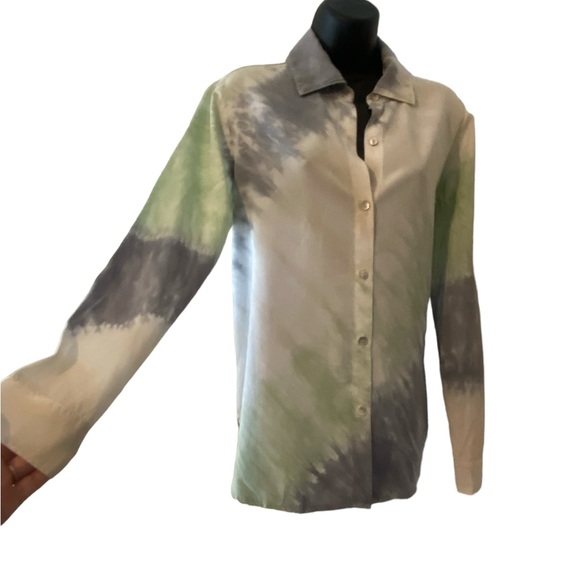 Red Haute spring tie dye collared button down shirt NWT size S. Retail $166 - Picture 8 of 11